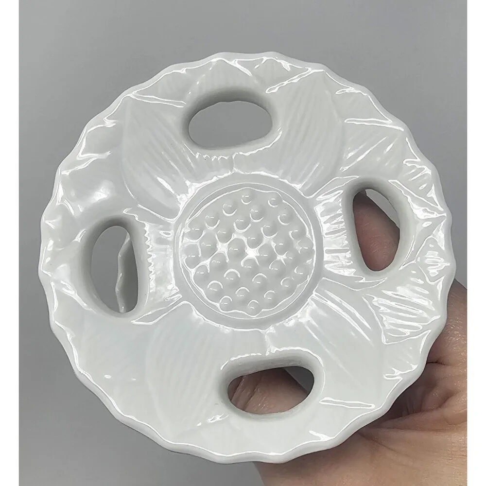 Vtg Pier One 4 Slot Toothbrush Holder Ceramic White Sunflower Pedestal Japan 4